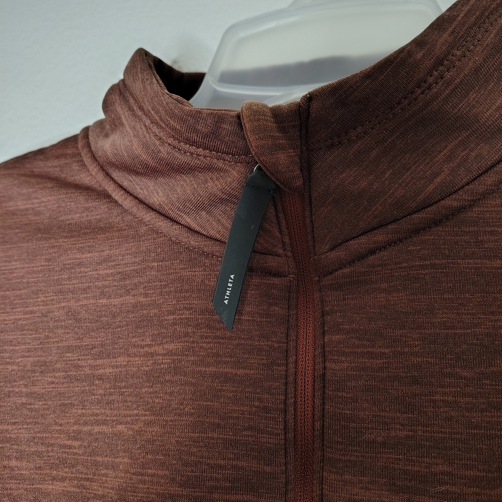 Athleta Women's Brick 1/4 Zip Cowl Neck Pullover Cropped Sweater Sz L One Pocket - Picture 3 of 16